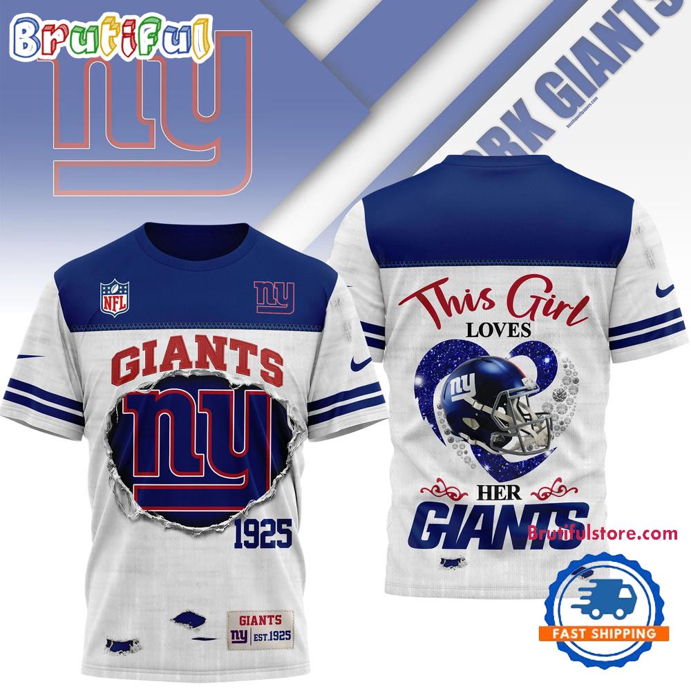 New York Giants NFL Girl Heart & Helmet 3D Shirt