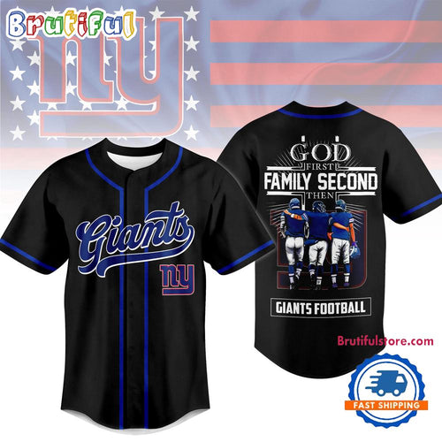New York Giants NFL God First Family Second Faith & Brotherhood Baseball Jersey