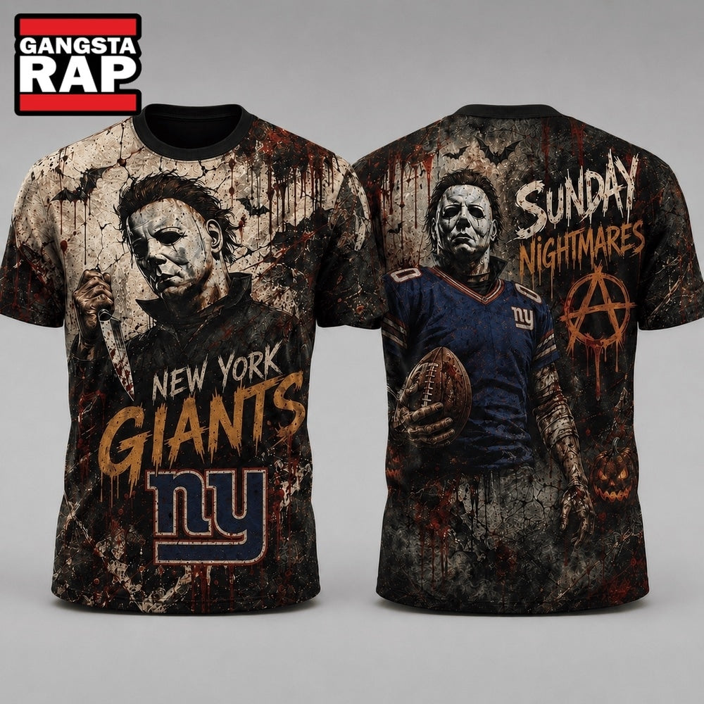 New York Giants NFL Michael Myers Sunday Nightmares Horror Halloween 3D T Shirt, Football New Design Shirt