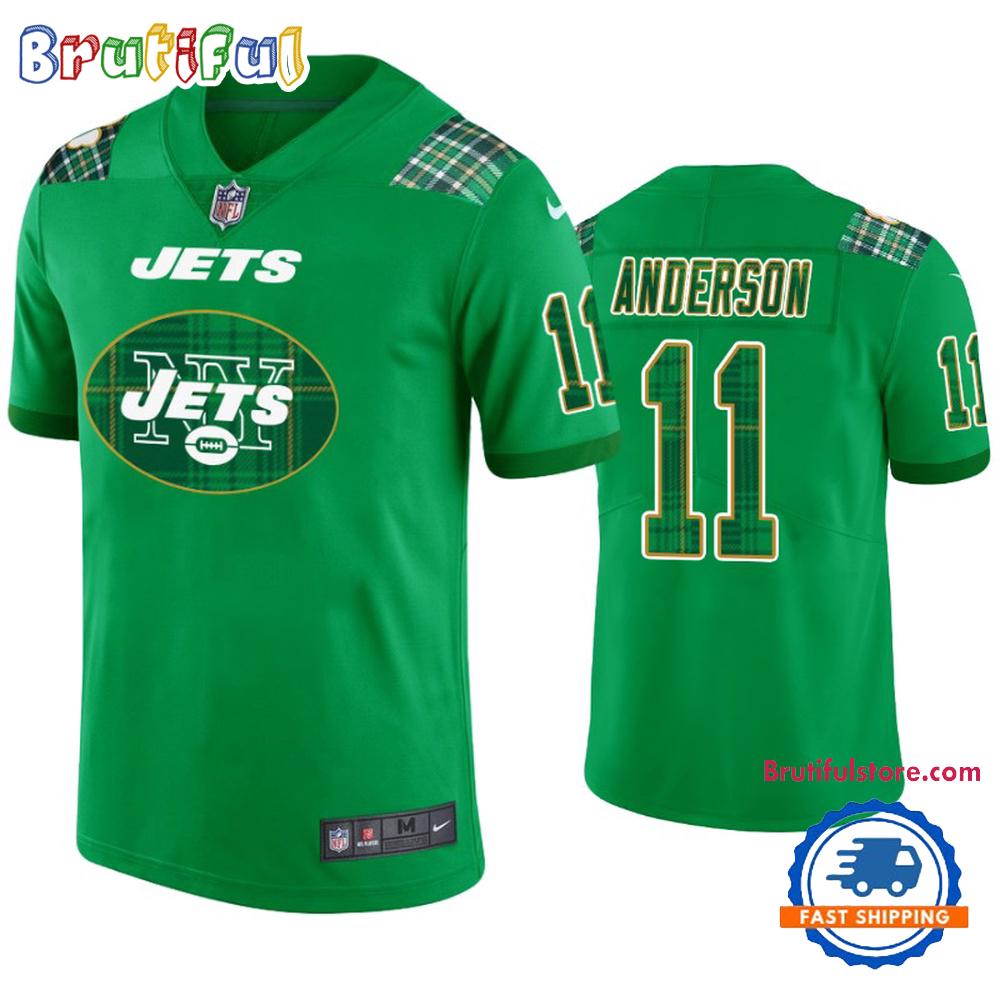 New York Jets #11 Robby Anderson Jersey St. Patricks Day Kelly Green Lucky Football Jersey