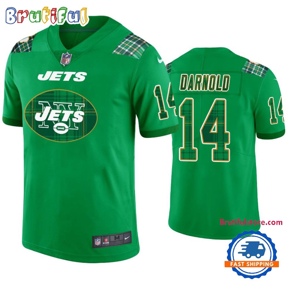 New York Jets #14 Sam Darnold Jersey St. Patricks Day Kelly Green Lucky Football Jersey