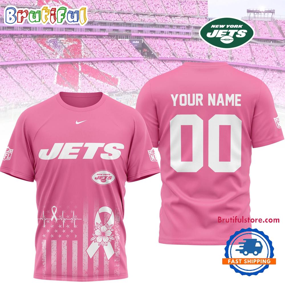 New York Jets 2026 NFL Breast Cancer Awareness Custom 3D Shirt