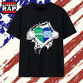 New York Jets and North Carolina Tar Heels mashup heart with Superman chest rip T Shirt
