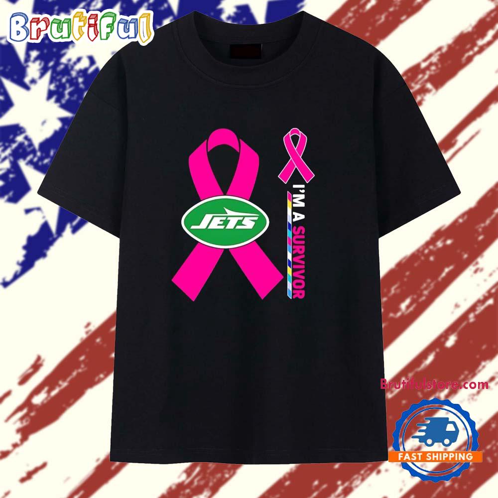 New York Jets I’m a Survivor Pink Cancer Ribbon T Shirt