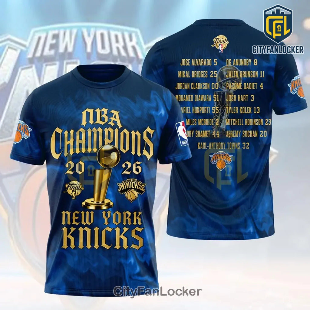 New York Knicks 2026 NBA Champions Roster T-Shirt
