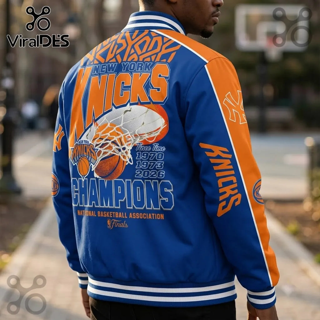 New York Knicks 2026 NBA Finals Champions Baseball Jacket