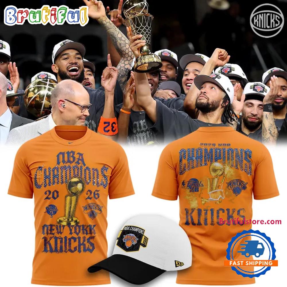 New York Knicks 2026 NBA Finals Champions Limited Edition On Court Orange 3D Shirt