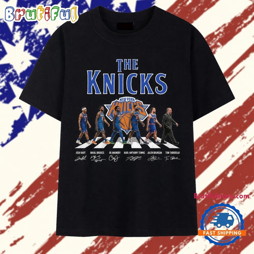 New York Knicks Abbey Road Basketball Team Players Signatures T Shirt