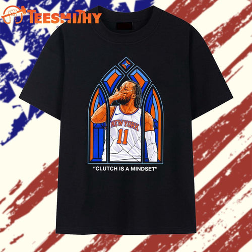 New York Knicks Jalen Brunson number 11 clutch is a mindset stained glass T Shirt