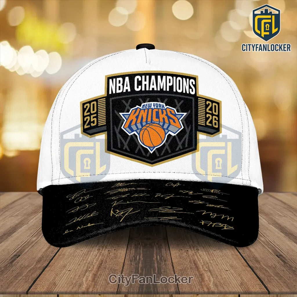 New York Knicks NBA Champions 2025 2026 Dual Year Signature Cap