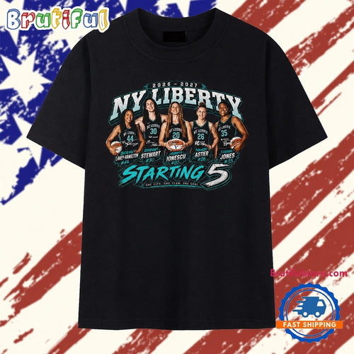 New York Liberty Starting 5 WNBA Roster Signatures T Shirt