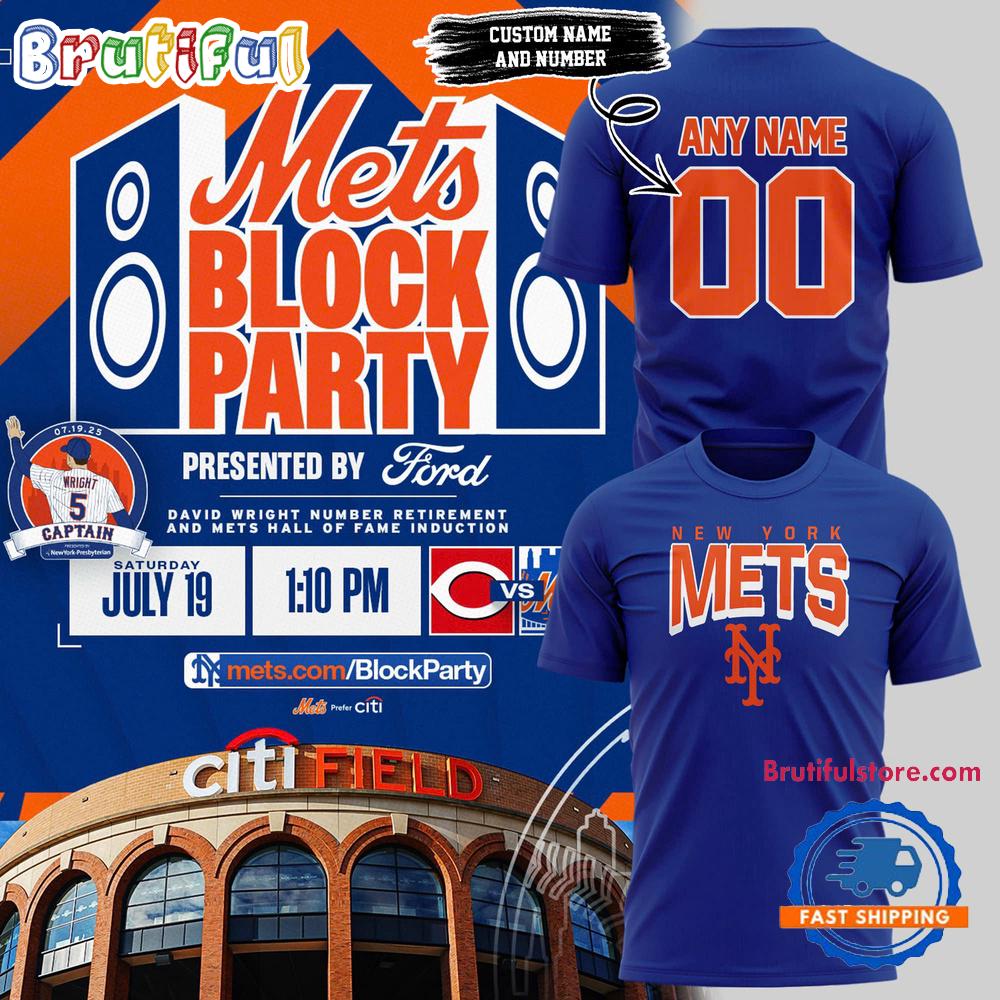 New York Mets Block Party David Wright 2025 Custom 3D Shirt