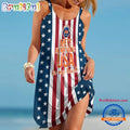 New York Mets In My Veins USA In My Heart Independence Day Women’s Summer Beach Sling Dress