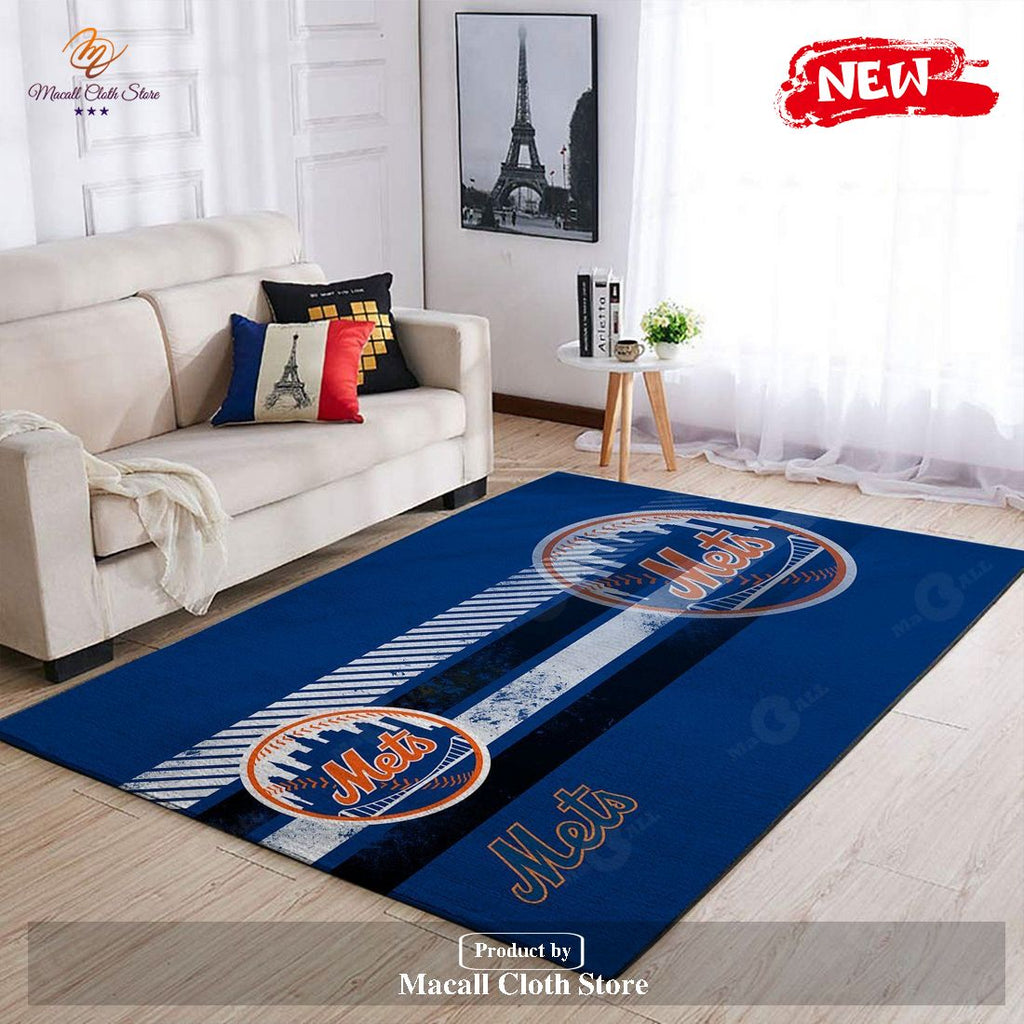 New York Mets Mlb Team Logo Nice Gift Home Decor Rectangle Area Rug - Indoor Outdoor Rugs