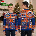 New York Mets Retro Geometric Snowflake Pattern Ugly Christmas Sweater