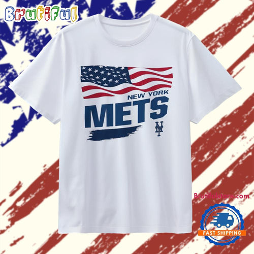 New York Mets Waving American Flag MLB T Shirt