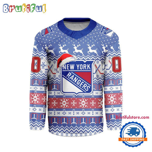 New York Rangers 2025 NHL Christmas Personalized Hockey Jersey Design