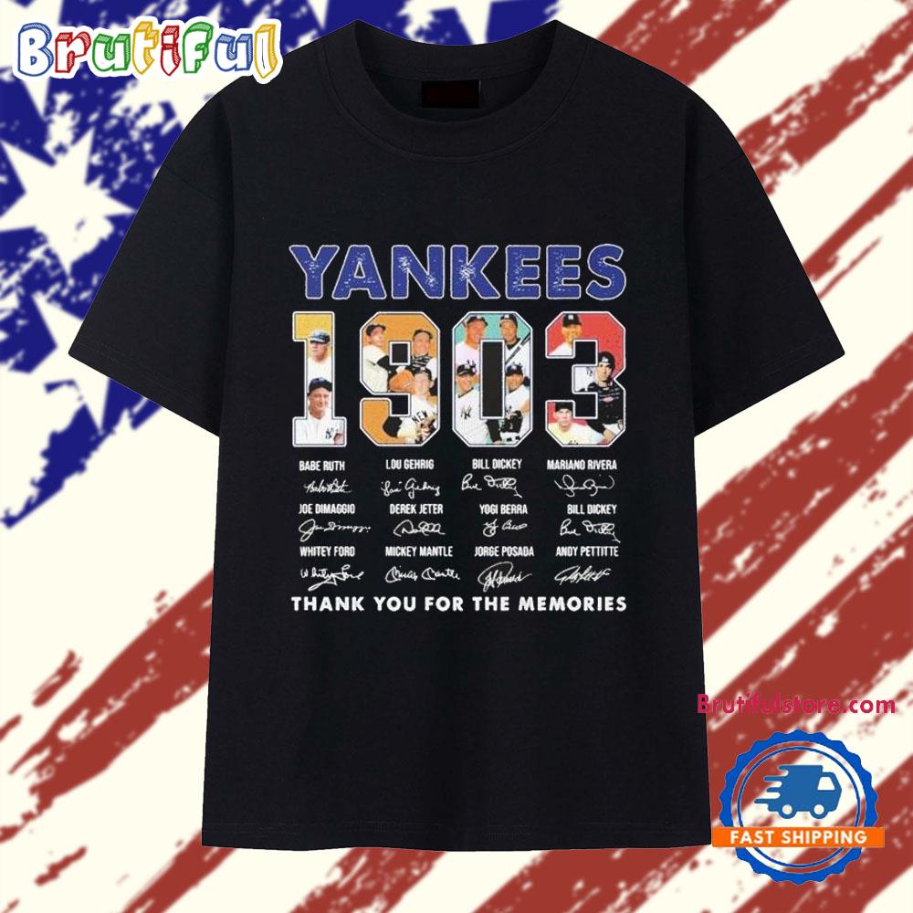 New York Yankees 1903 Thank You For The Memories Signatures T Shirt