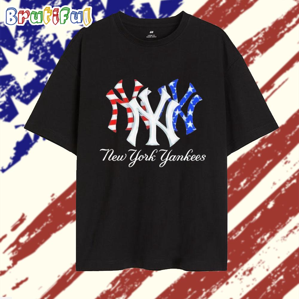 New York Yankees Baseball Logo American Flag 2025 T Shirt