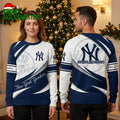 New York Yankees Diagonal Logo Custom Name Ugly Christmas Sweater
