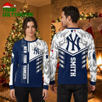 New York Yankees Flaming Logo Custom Name Ugly Christmas Sweater