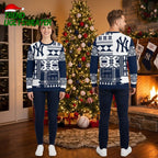 New York Yankees Geometric Winter Pattern Snowflake Motifs Ugly Christmas Sweater