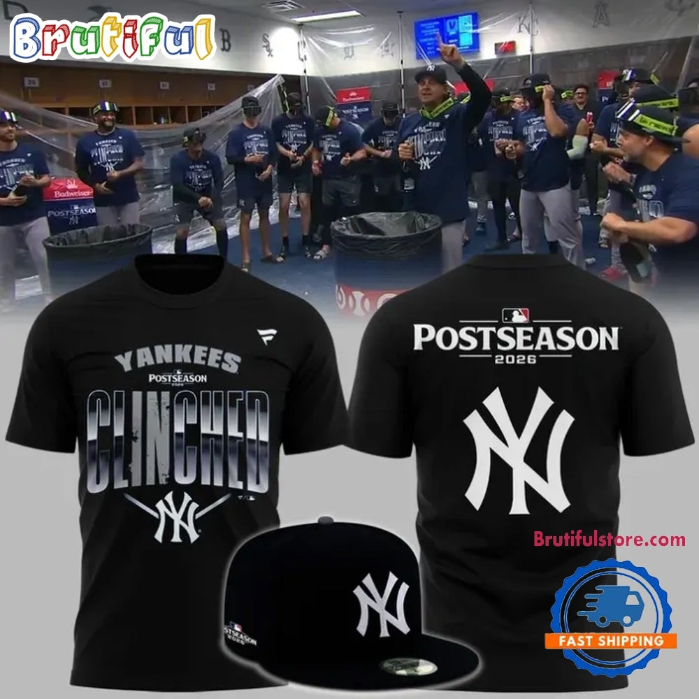 New York Yankees Postseason Clinched 2026 Black T Shirt
