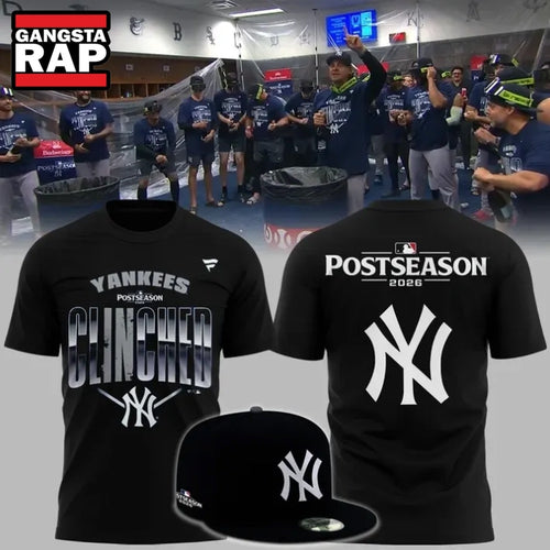 New York Yankees Postseason Clinched 2026 Black T Shirt