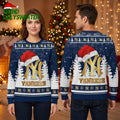 New York Yankees Santa Hat Logo Snowy Navy Blue Ugly Christmas Sweater
