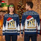 New York Yankees Santa Hat Logo Snowy Navy Blue Ugly Christmas Sweater