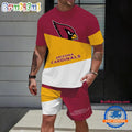 NFL Arizona Cardinals Divided Pattern Summer T Shirt And Shorts Set