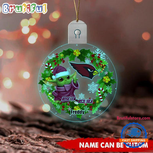 NFL Arizona Cardinals Special Baby Yoda SW Movies Christmas Circle Led Acrylic Ornament