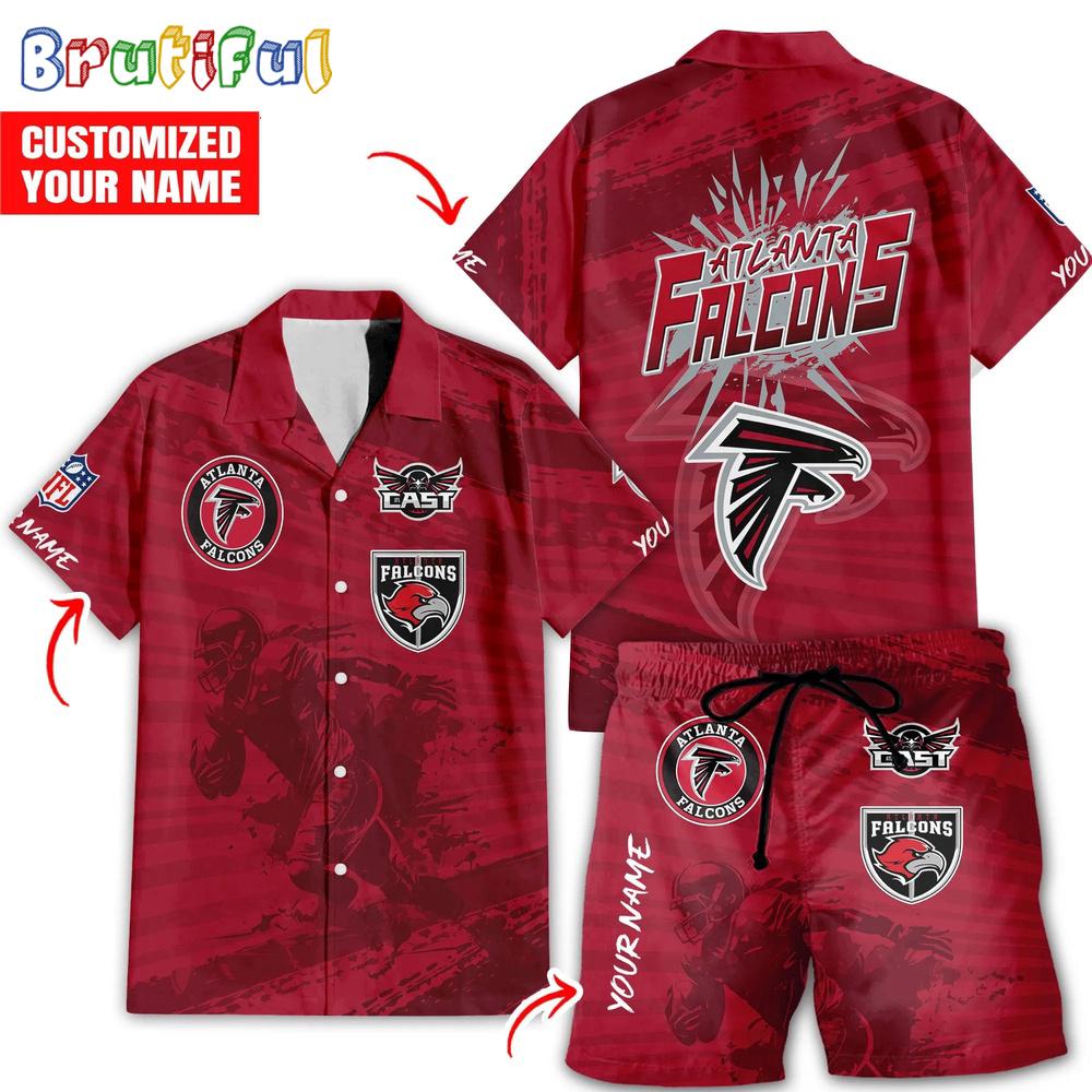 NFL Atlanta Falcons Combo Hawaiian Shirt And Shorts, Football Summer Beach Hawaiian Sets