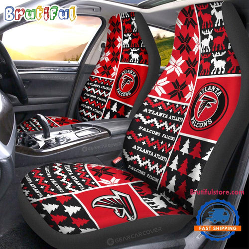 NFL Atlanta Falcons Design Christmas Car Seat Covers, Football Xmas Car Decor