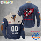 NFL Atlanta Falcons Football Team Custom Name And Number Buttoned Collar Sweatshirt