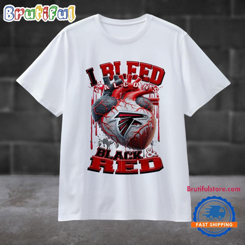 NFL Atlanta Falcons I Bleed Black Red Football Sporty T Shirt