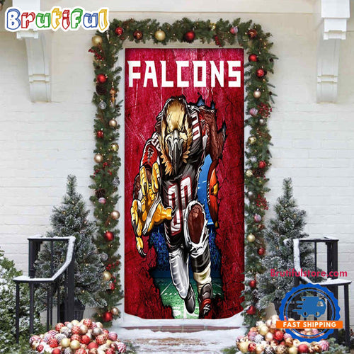NFL Atlanta Falcons Mascot Christmas Door Cover, Football Door Cover