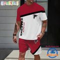 NFL Atlanta Falcons Stripe Pattern Summer T Shirt And Shorts Set