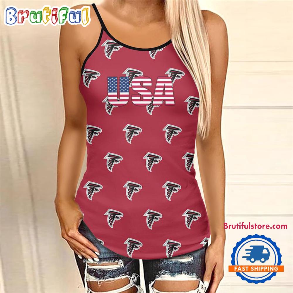 NFL Atlanta Falcons USA Independence Day Women’s Criss Cross Tank Top