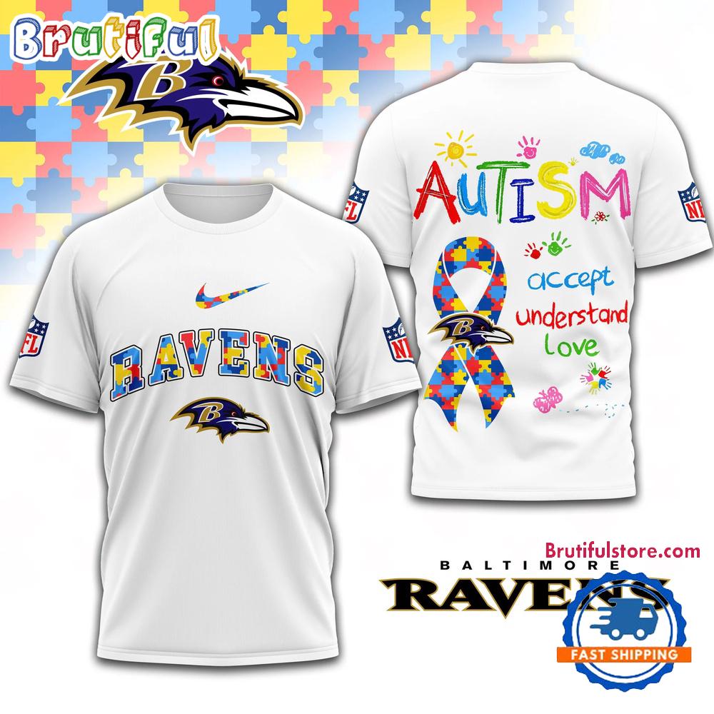 NFL Baltimore Ravens Autism Awareness Accept Understand Love All Over Print Shirt