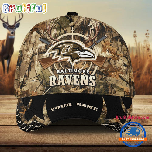 NFL Baltimore Ravens Camo Hunting Cap, Football Team Camo Hunting Hats