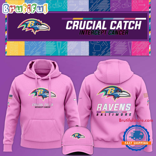 NFL Baltimore Ravens Crucial Catch Pink Breast Cancer Awareness Limited Edition Hoodie