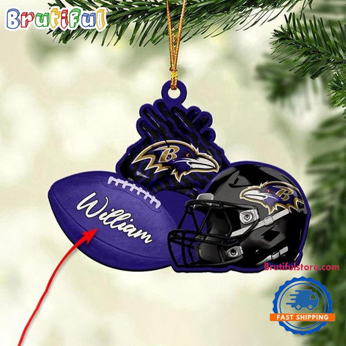 NFL Baltimore Ravens Football Helmets Christmas Ornament, Custom Football Ornament Decoration