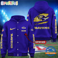 NFL Baltimore Ravens Football New Season Design Hooded Baseball Jacket, Custom Name Sport Jacket