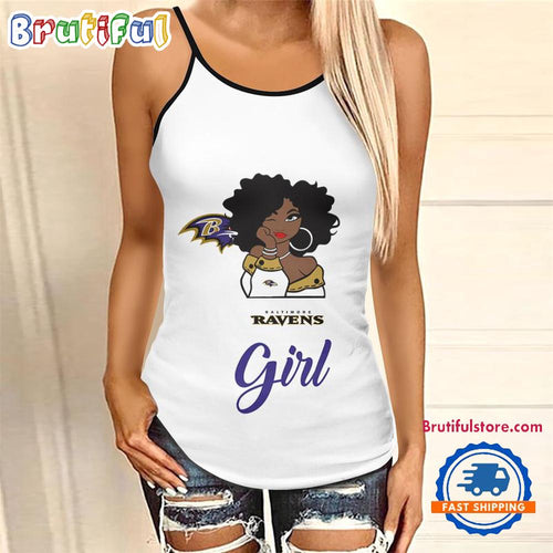 NFL Baltimore Ravens Football Summer Women’s Criss Cross Tank Top