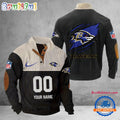 NFL Baltimore Ravens Football Team Custom Name And Number Buttoned Collar Sweatshirt