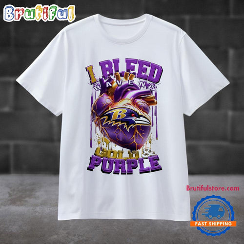 NFL Baltimore Ravens I Bleed Gold Purple Football Sporty T Shirt