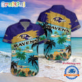 NFL Baltimore Ravens Palm Tree Summer Beach Aloha Hawaiian Shirt