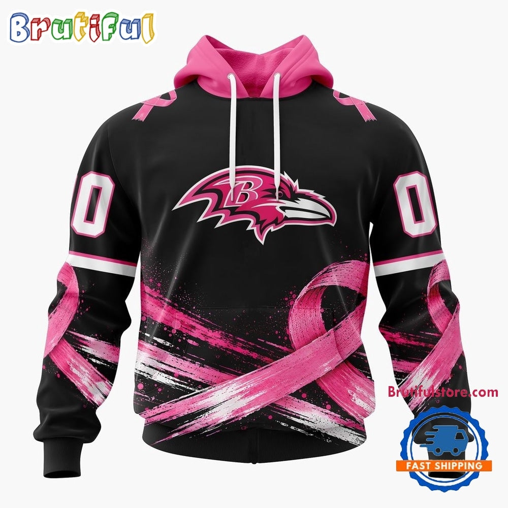 NFL Baltimore Ravens Personalized Pink Fights Breast Cancer 2026 Design Hoodie, TShirt, Sweatshirt