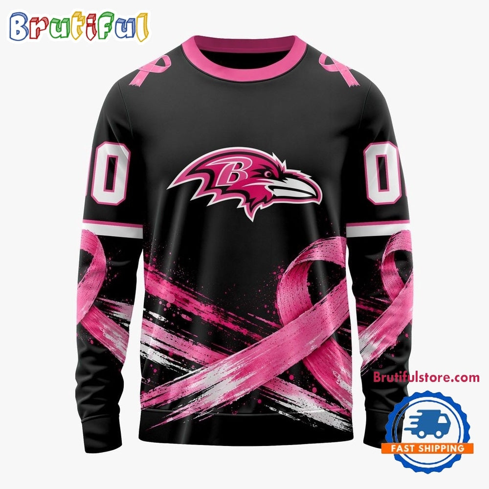 NFL Baltimore Ravens Personalized Pink Fights Breast Cancer 2026 Design Hoodie, TShirt, Sweatshirt